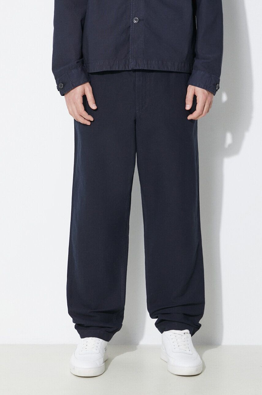 

Свободные брюки из смесового хлопка и льна Ezra Norse Projects, темно-синий