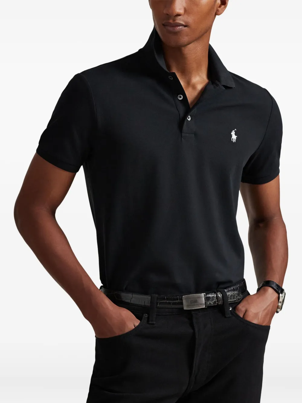 Рубашка поло из ткани пике Polo Ralph Lauren, черный — фото 3