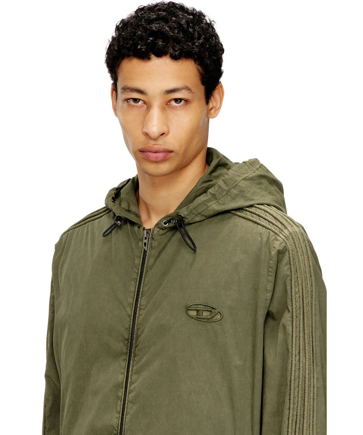 Куртка с капюшоном Diesel J-STITCH хлопок оливковый — фото 3