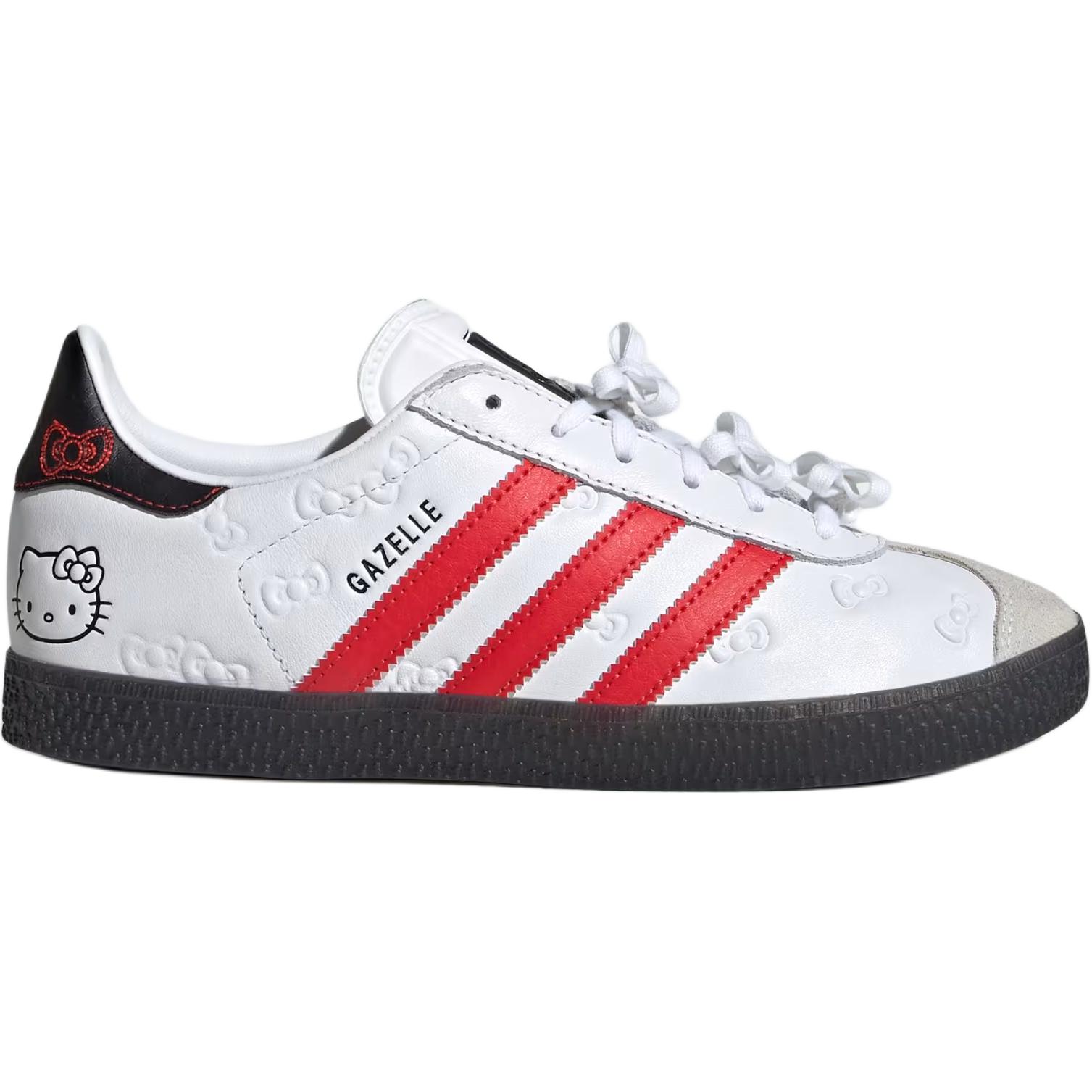 Hello Kitty x GAZELLE Низкие Детские Скейтбординговые Кроссовки Белые Красные Adidas Originals — фото 2