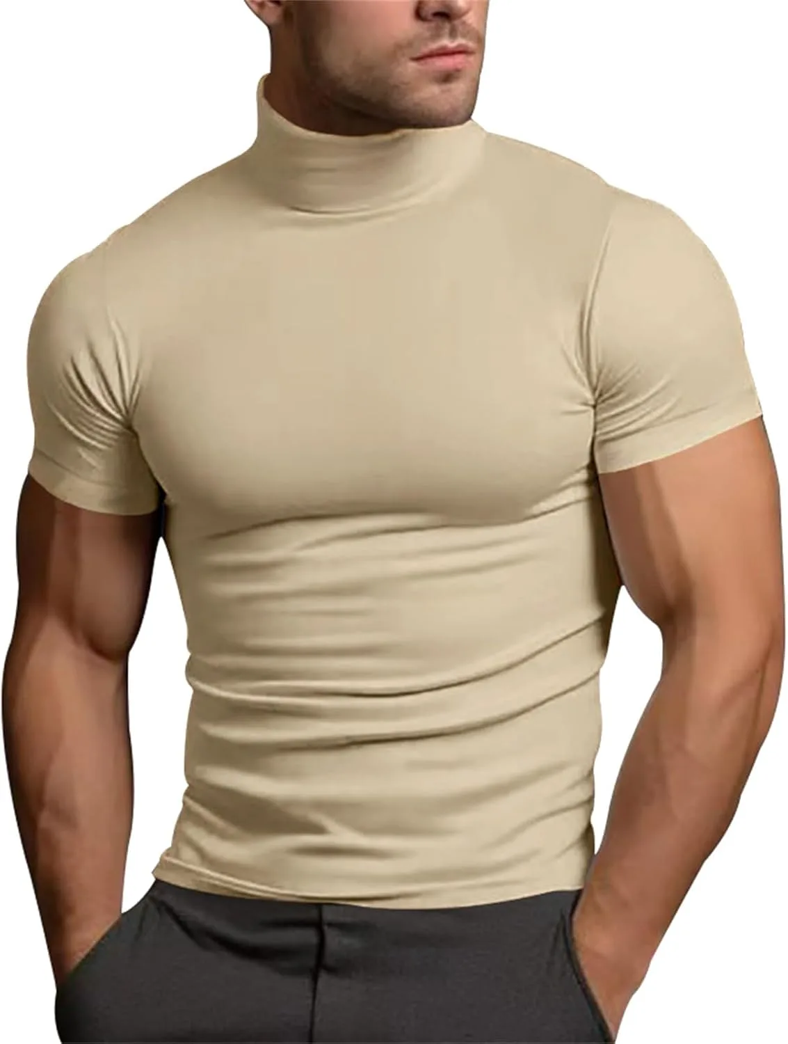 

Мужская футболка с коротким рукавом и воротником-стойкой Slim Fit LCMTWX