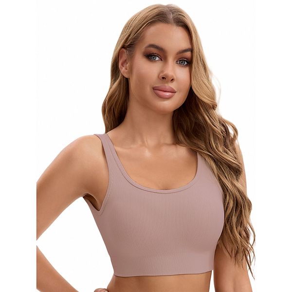 

Женский спортивный топ с открытой спиной и встроенным бюстгальтером контрастного цвета Inspire Chic, Pink