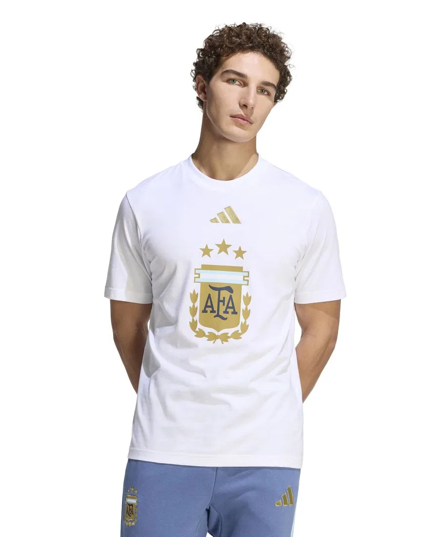 Мужская футболка с графическим изображением ДНК Аргентины Adidas, белый
