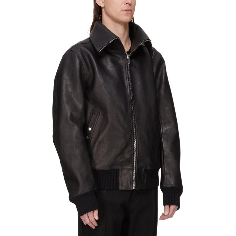 RICK OWENS Складной водолазный кожаный жакет, Black — фото 3