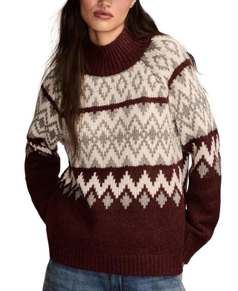 

Женский свитер с высоким воротником в стиле Fair Isle Lucky Brand, Burgundy Heather
