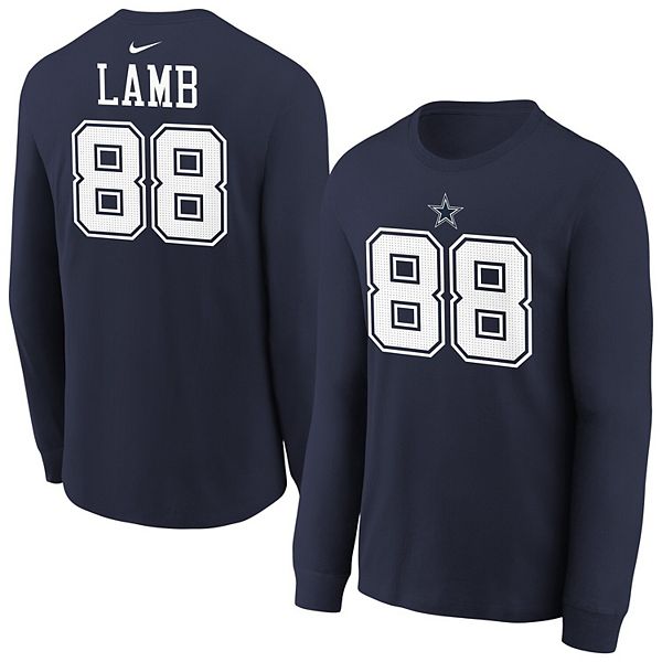 Футболка с длинным рукавом Youth Ceedee Lamb Navy Dallas Cowboys с именем и номером игрока Nike — фото 2