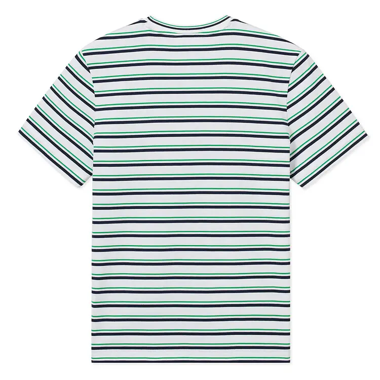 Футболка Lacoste, с круглым вырезом, бело-темно-синяя — фото 4