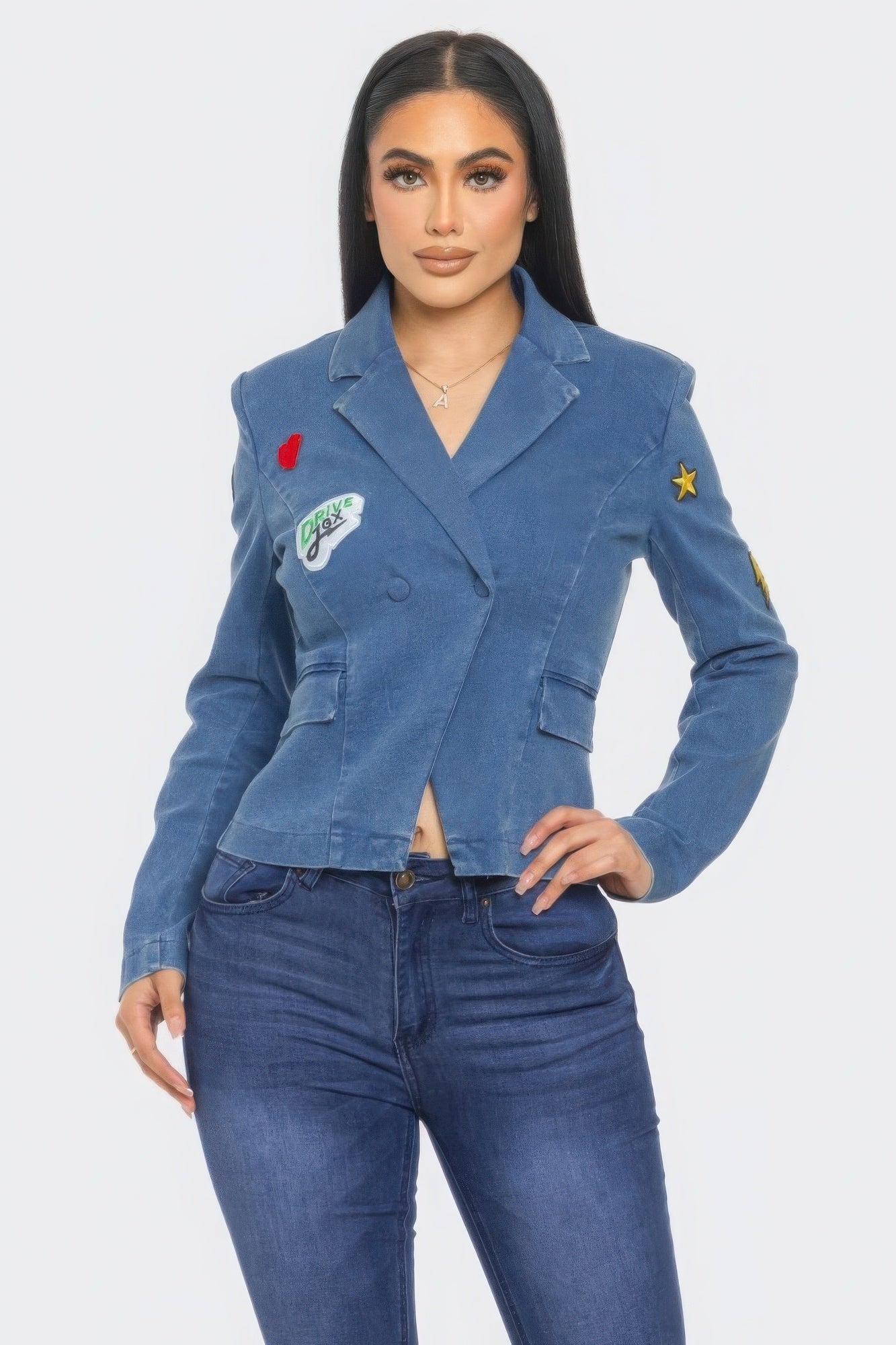 

Заплатка из денима пиджак FASHNZFAB, цвет denim