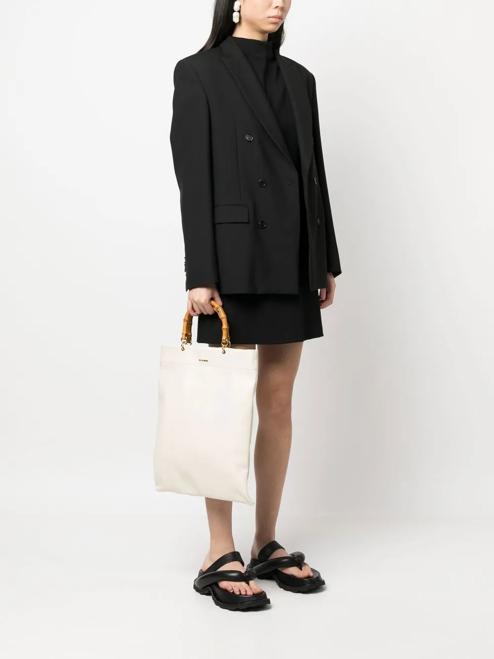 Сумка-тоут с бамбуковой ручкой JIL SANDER, нейтральный — фото 2