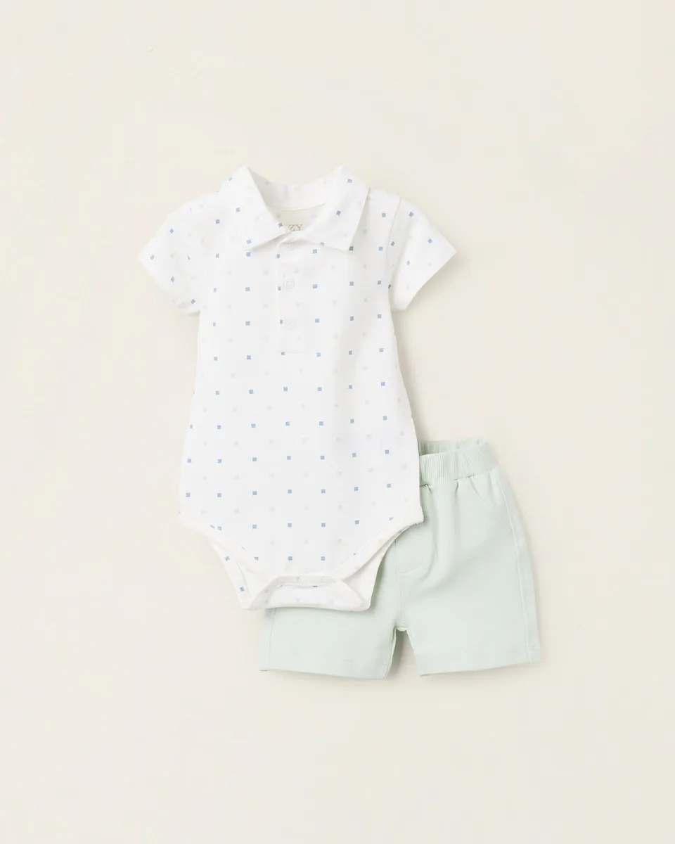 

Детский комплект с рисунком на пике Zippy, белый/зеленый