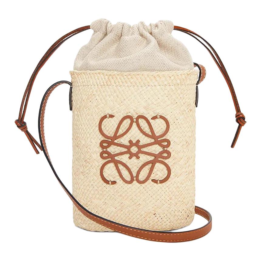 

Сумка через плечо Bucket Series из кожи пальмового листа, женская сумка-кроссбоди натурального и бежевого цвета LOEWE