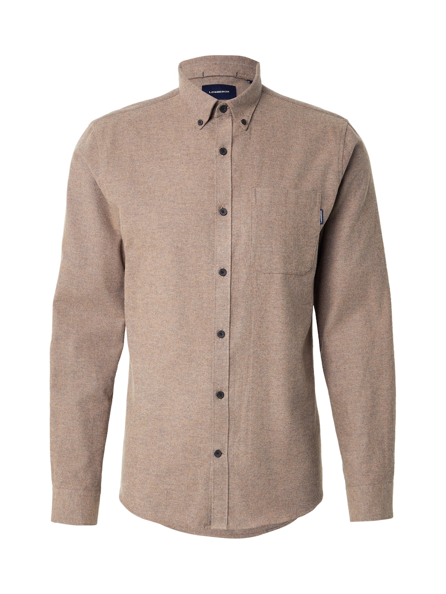 

Рубашка на пуговицах классического кроя Lindbergh Brushed, мокко