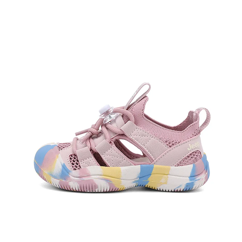 Детские сандалии на низком ходу из текстиля и искусственной кожи Jeep, Camouflage Pink[Upgraded Closed Toe Anti-Kick]
