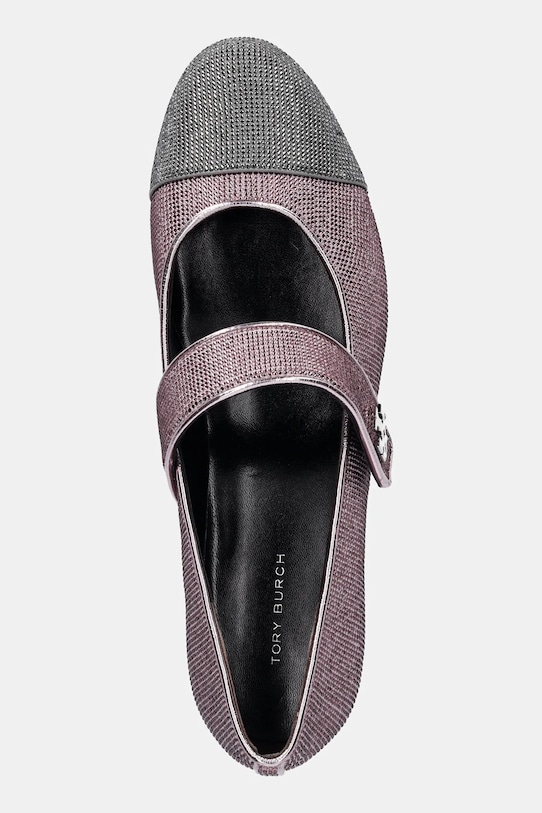 Замшевые туфли с мыском Mary Jane на низком каблуке с паве Tory Burch, розовый — фото 4