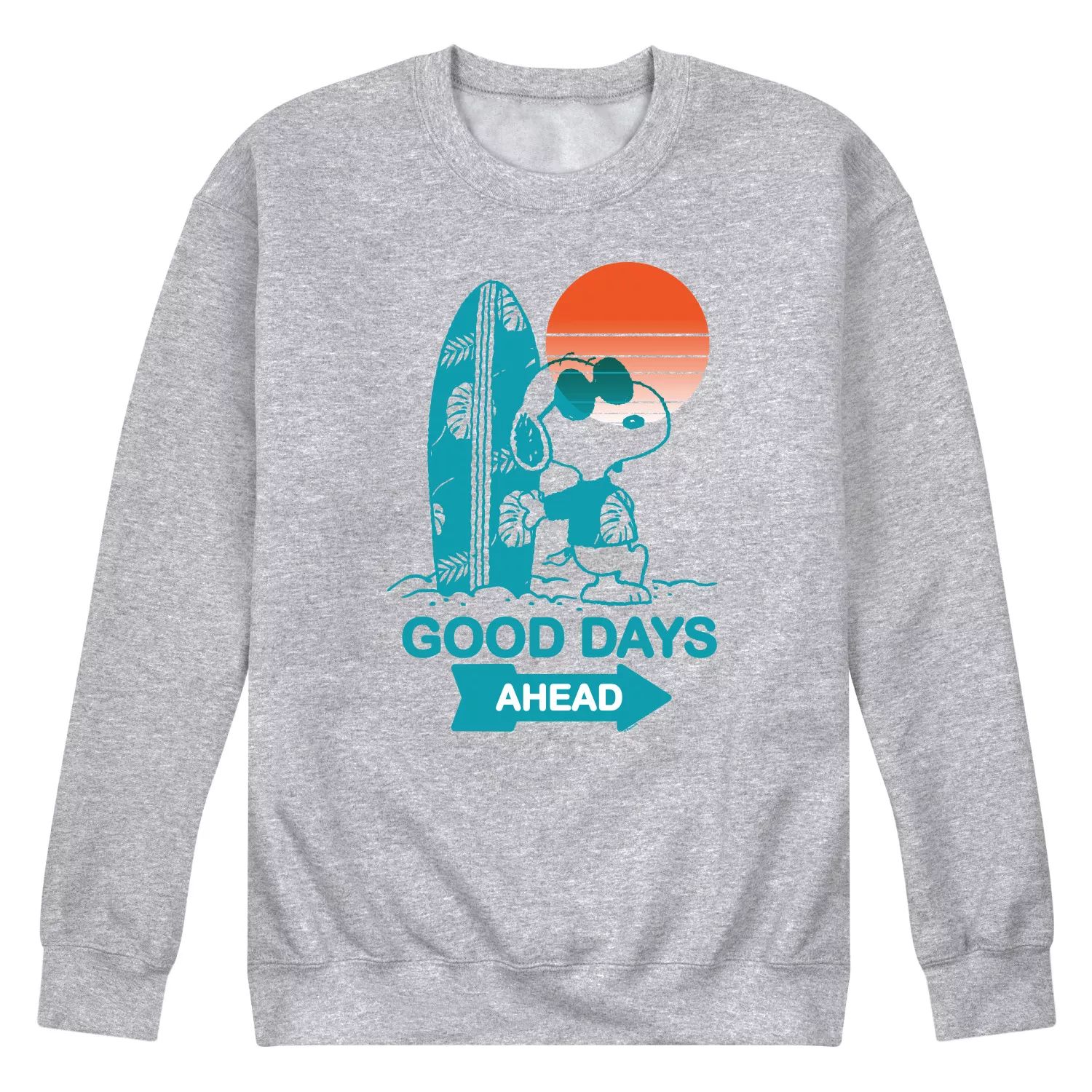 

Мужской свитшот с рисунком Peanuts Snoopy Good Days Ahead Surfing Licensed Character