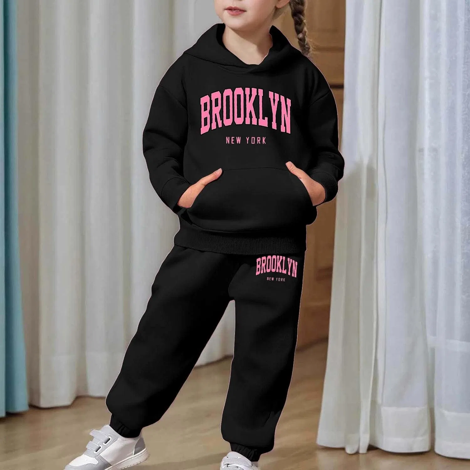 Детский спортивный костюм с принтом Brooklyn, черный — фото 2