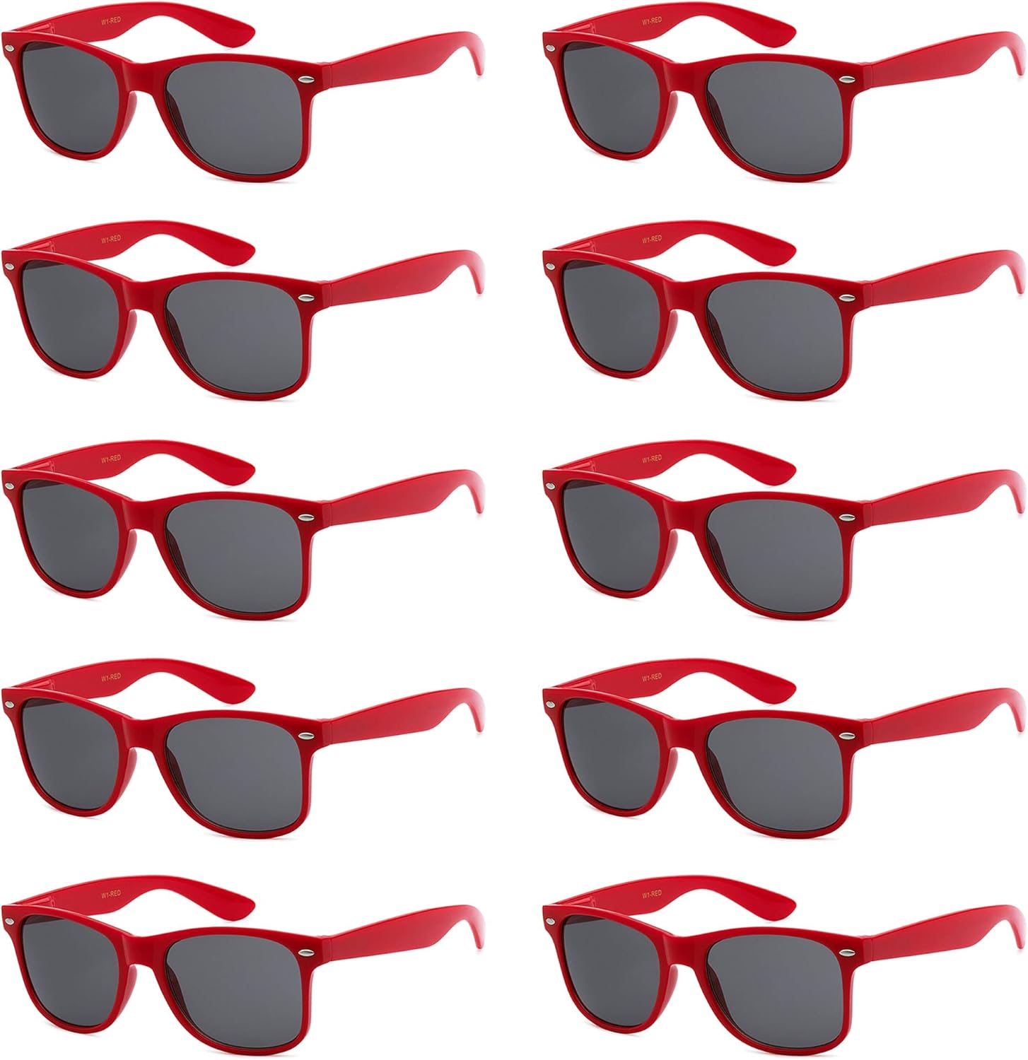 

Солнцезащитные очки с защитой от УФ-излучения для мужчин и женщин – легкие и прочные, унисекс, в стиле ретро 80-х, с гибкими шарнирами, упаковка из 10 штук Got Shades, Cardinal Red | Smoke