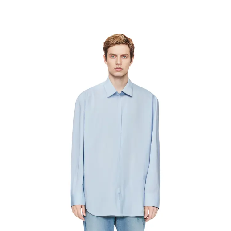 Футболка из хлопка с вышитым логотипом и полосками JIL SANDER, синяя — фото 4