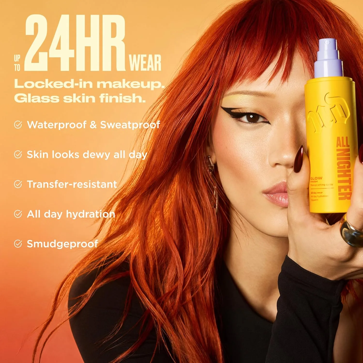 Urban Decay All Nighter Waterproof Makeup Setting Spray - фиксатор макияжа с эффектом стеклянной кожи, до 24 часов стойкости, ультратонкий спрей, праймер для сияющего тона, устойчивый к смазыванию и переносу - 118 мл — фото 4