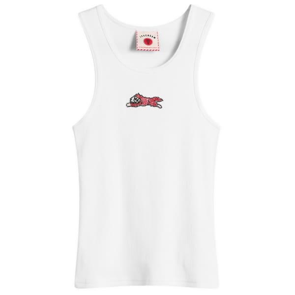 

Ребристый топ с бисерной отделкой в виде бегущей собаки Icecream, белый