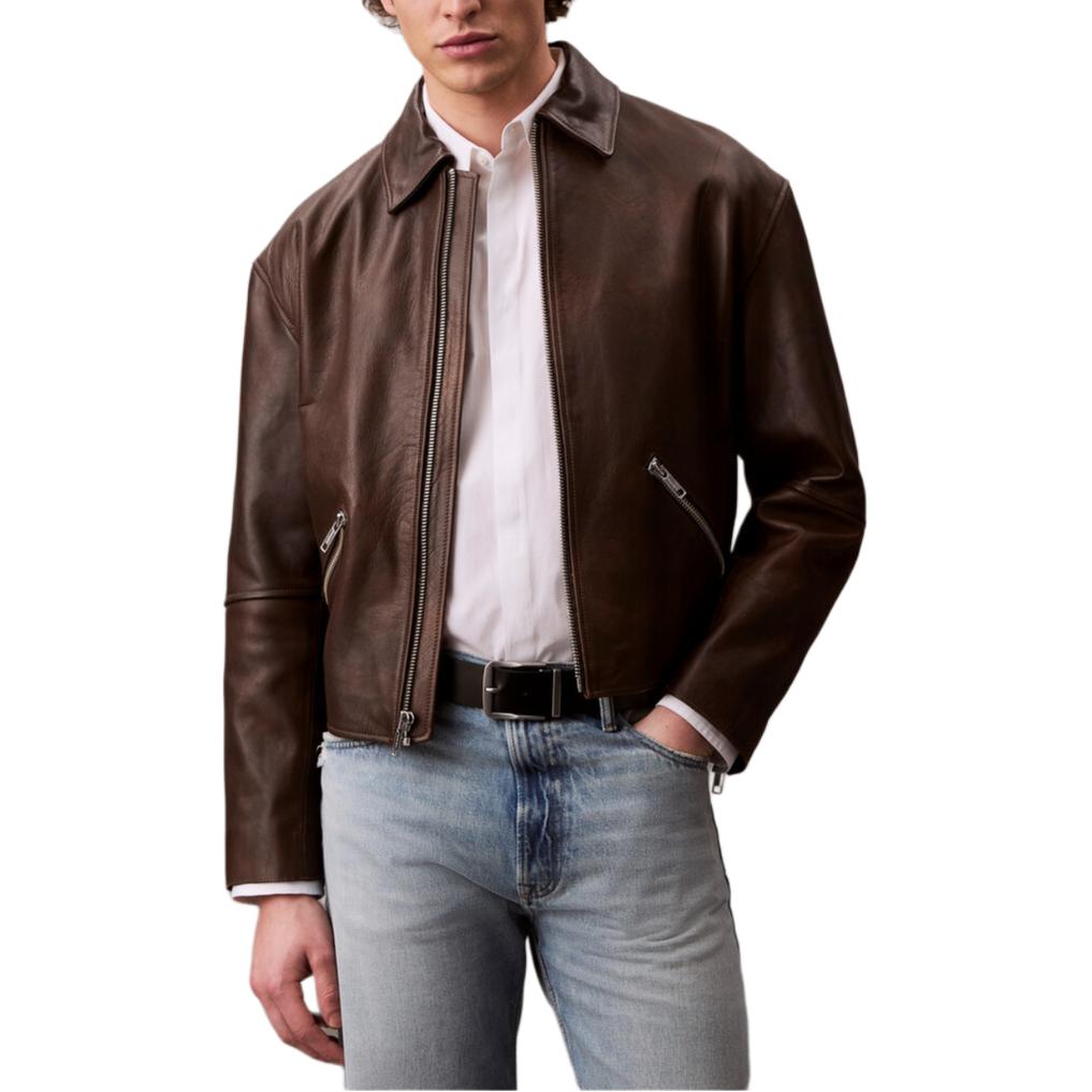 

Calvin Klein Кожаная куртка мужская матовая умбра, Dull Umber