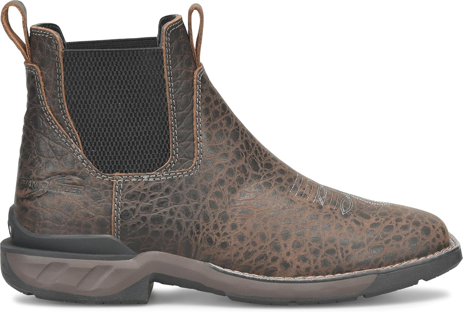 Ботинки PHANTOM RIDER Double-h Crestone 6 Romeo Wide Square Toe для мужчин с верхом из кожи Carib Dusky, маслостойкой и противоскользящей подошвой, соответствующие стандарту EH, темно-коричневый — фото 3