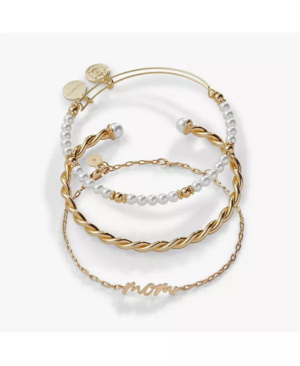 

Набор из 3 браслетов с надписью «Мама» Alex And Ani, gold