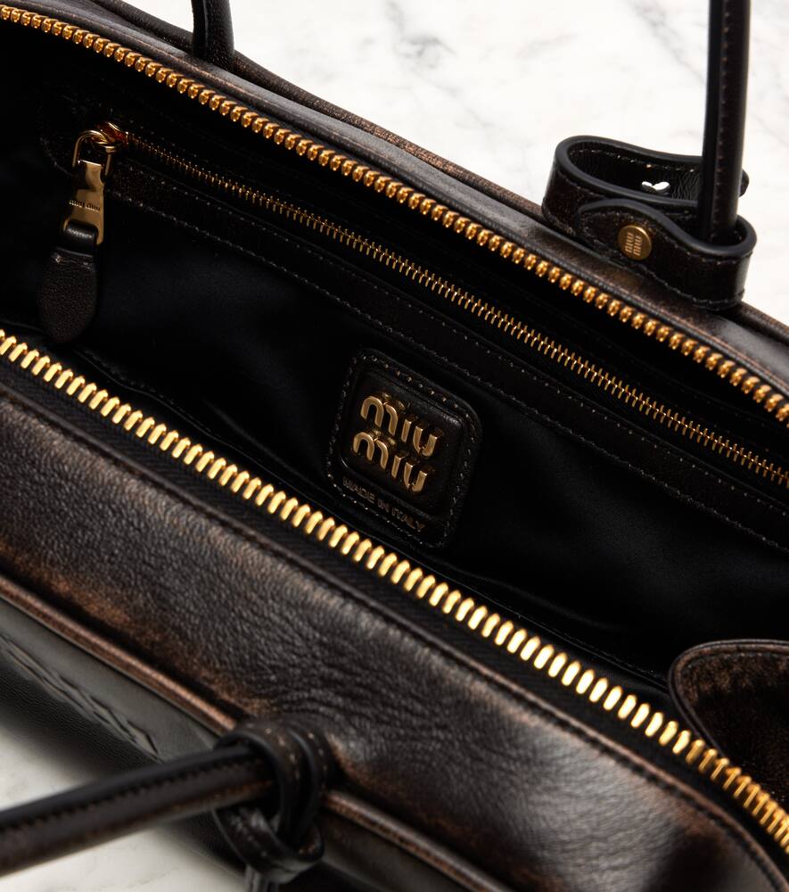 Сумка через плечо из кожи с красивым логотипом Miu Miu, Brown — фото 3