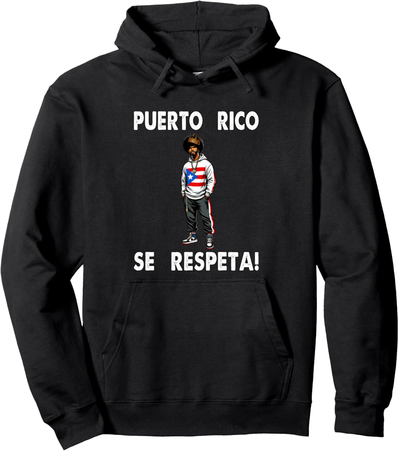 

Толстовка с капюшоном с флагом Пуэрто-Рико Se Respeta Afro Boricua Crown King PR Puerto Rico Se Respeta Collection, More Here, черный