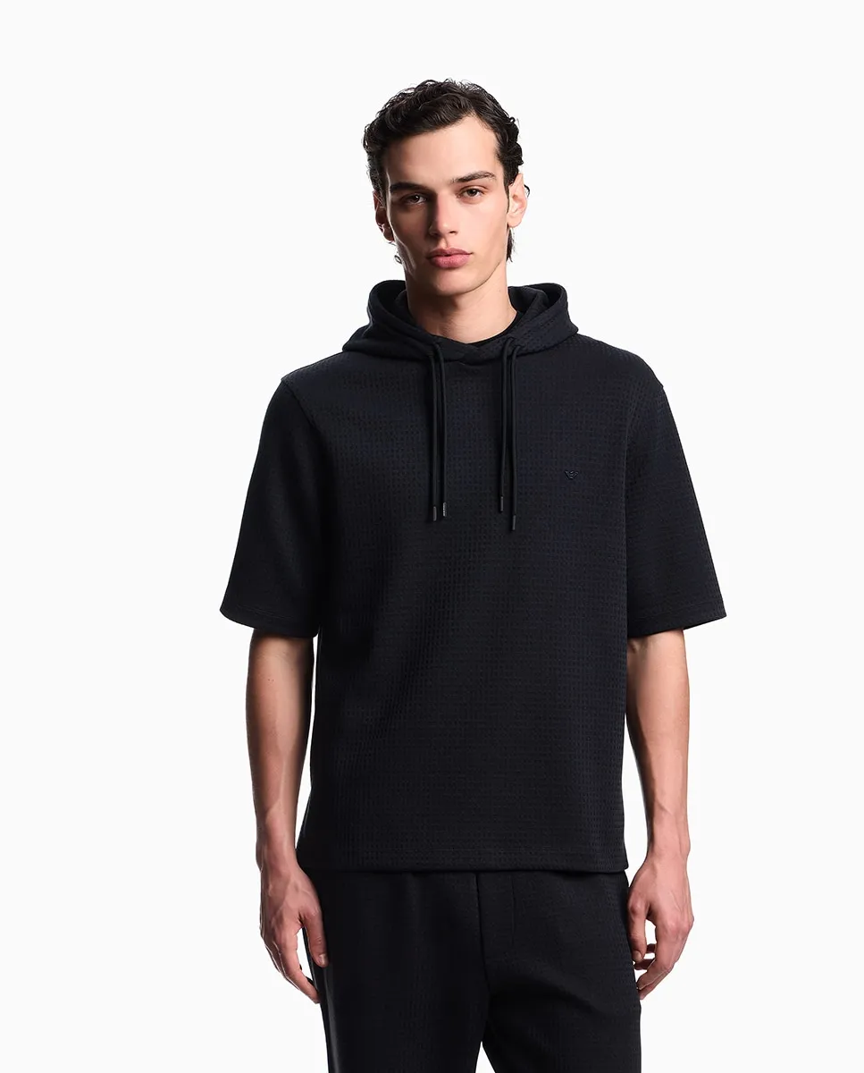 

Мужская толстовка с короткими рукавами и капюшоном Emporio Armani, темно-синий