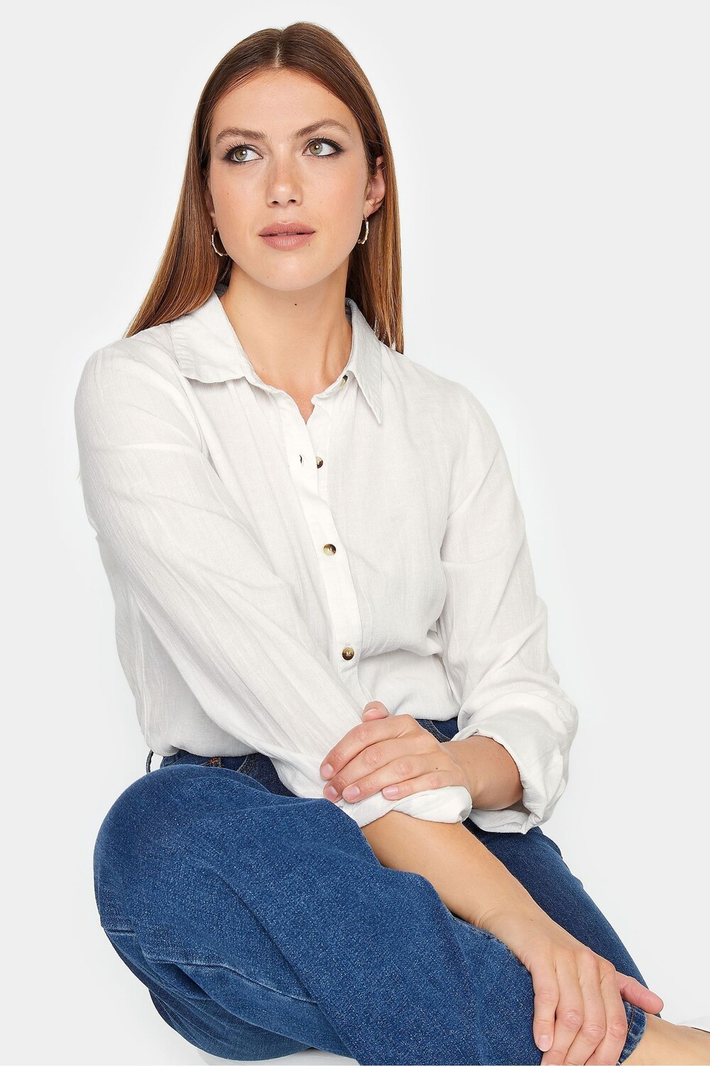 

Льняная рубашка с длинным рукавом Long Tall Sally, белый