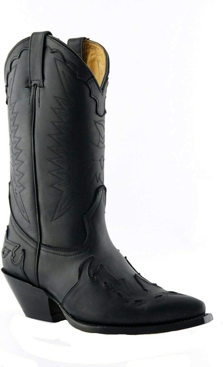 

Grinders Arizona HI Унисекс кожаные ковбойские ботинки с кубинским каблуком для вестерн-танцев, черный