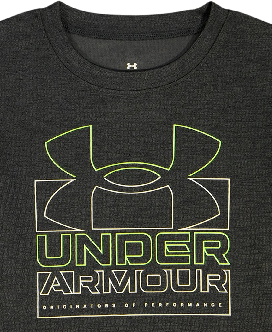 Детский комплект из футболки с круглым вырезом и шорт (2 размера, 2T-7) Under Armour, черный/neon — фото 4