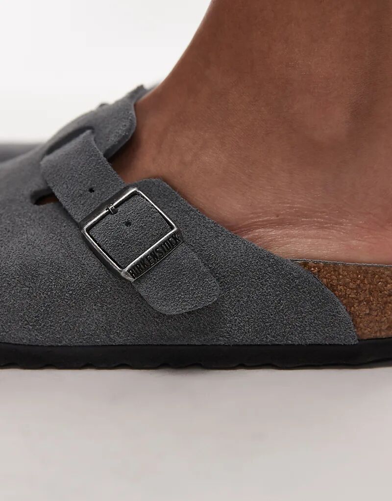 Сабо Birkenstock Boston из замши цвета базальтового серого — фото 3