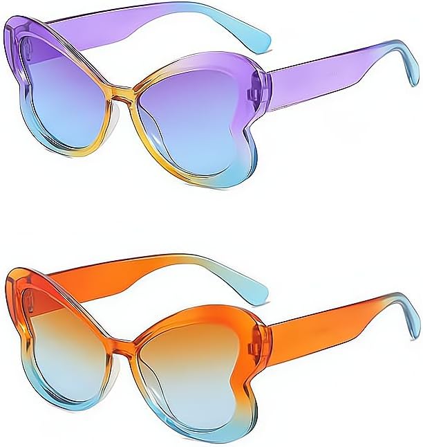 

Модные женские солнцезащитные очки в форме бабочки, крупная оправа, солнцезащитные очки для вечеринок для мужчин и женщин, защита от УФ-излучения UV400 (2 шт.) WJIANKPA, Gradient