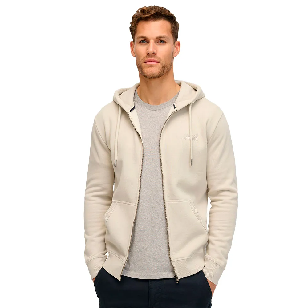 

Толстовка Superdry Essential Logo full zip, бежевый