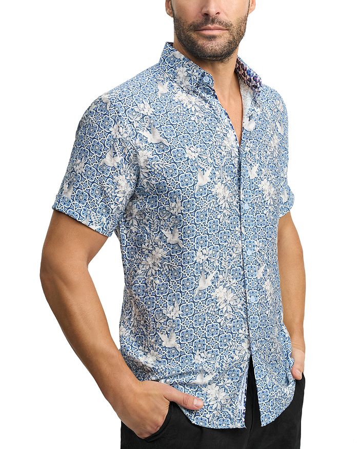 

Рубашка Olin Printed Tailor Fit на пуговицах Robert Graham, синий