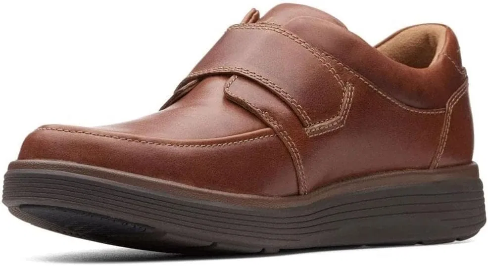 Мужские кожаные туфли Clarks с застежкой на липучке, Dark Tan Lea — фото 2