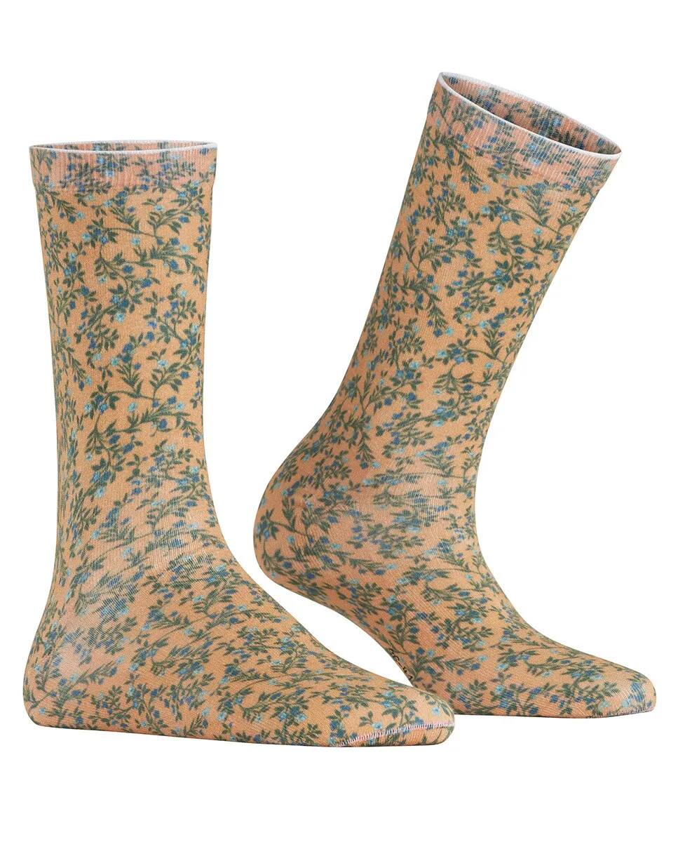 

Женские носки с цветами Burlington, цвет Camel