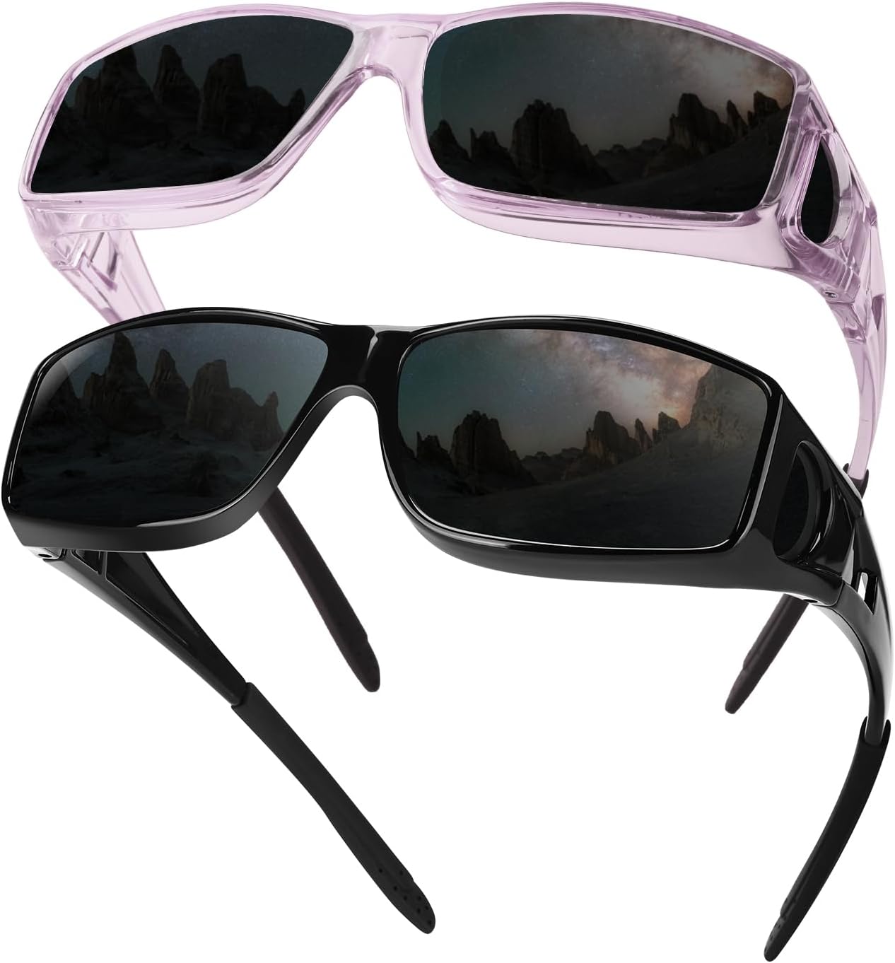 

Очки для вождения в ночное время для мужчин и женщин, надеваются поверх солнцезащитных очков, поляризованные, с защитой от бликов, HD-очки ночного видения FIMOSON, C5 Black&transparent Purple Frame/Grey Lens