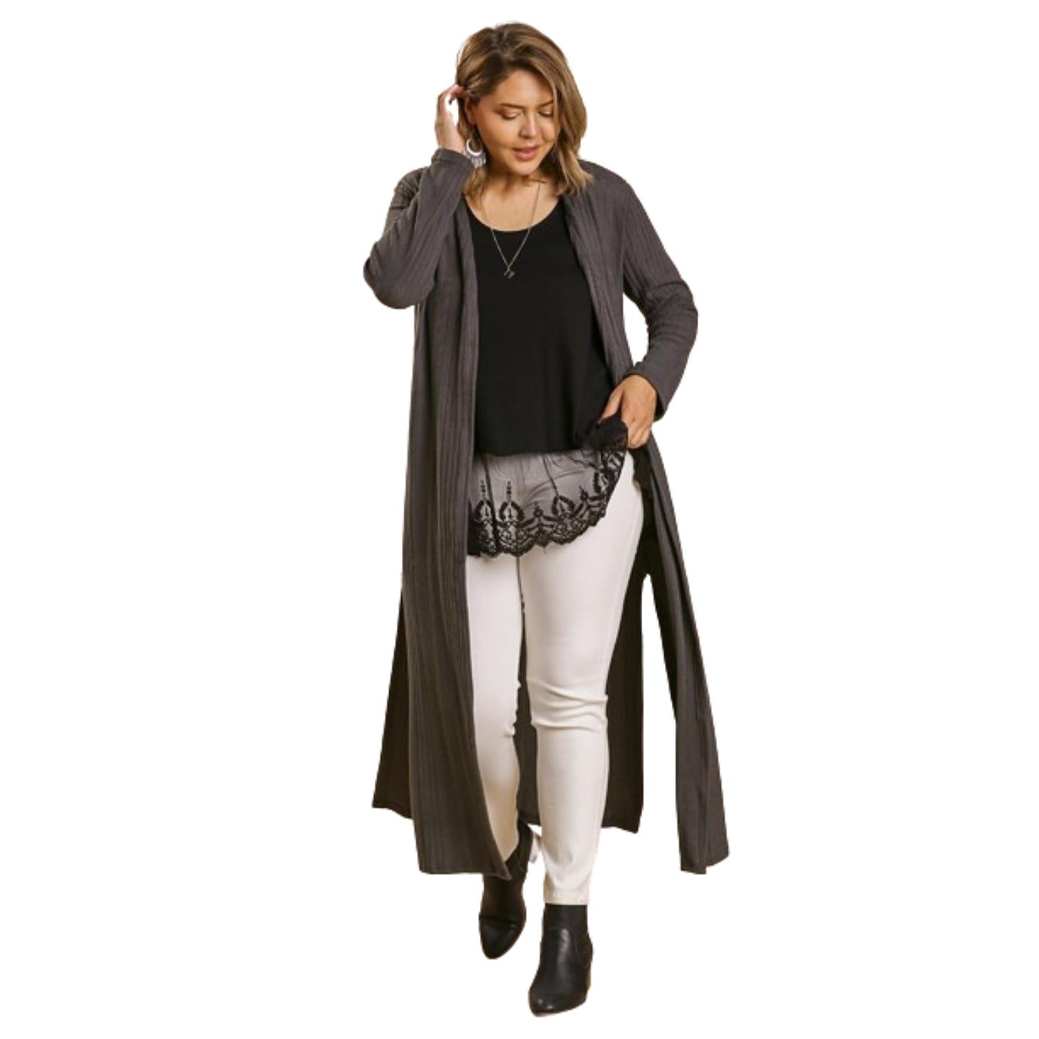 

Длинный кардиган с открытым передом FASHNZFAB, цвет charcoal