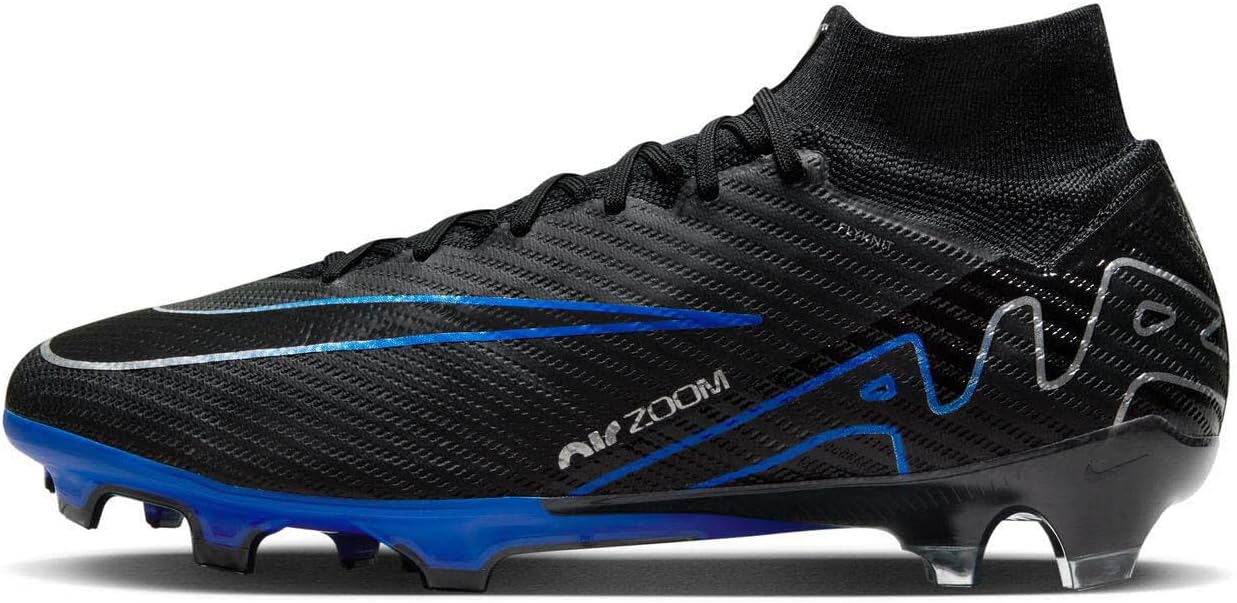 Мужские футбольные высокие кроссовки Nike, Black Chrome Hyper Royal — фото 3