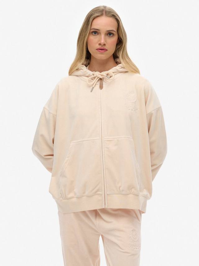 

Толстовка с молнией Country Club из велюра Superdry, Pink