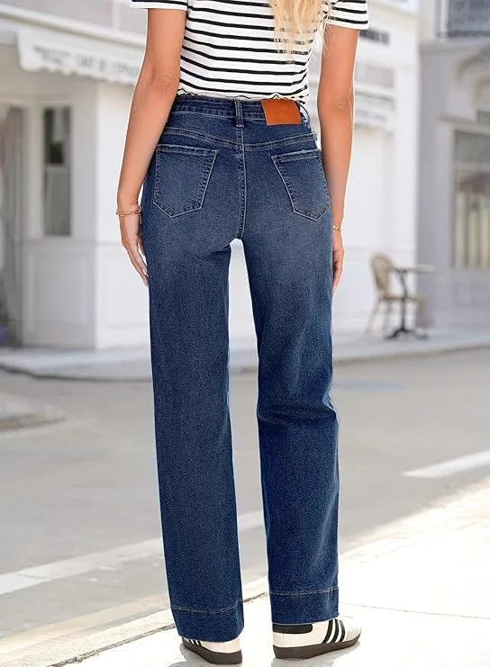 Женские джинсы wide leg с завязками, высокие, эластичные — фото 2