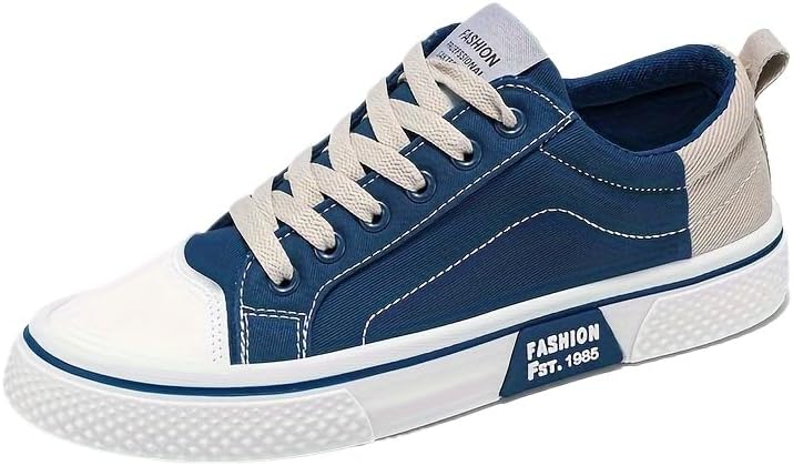 

Мужские повседневные кроссовки из холста - классический уличный стиль, низкие, с круглым носком, для весны и осени Fmshi, синий