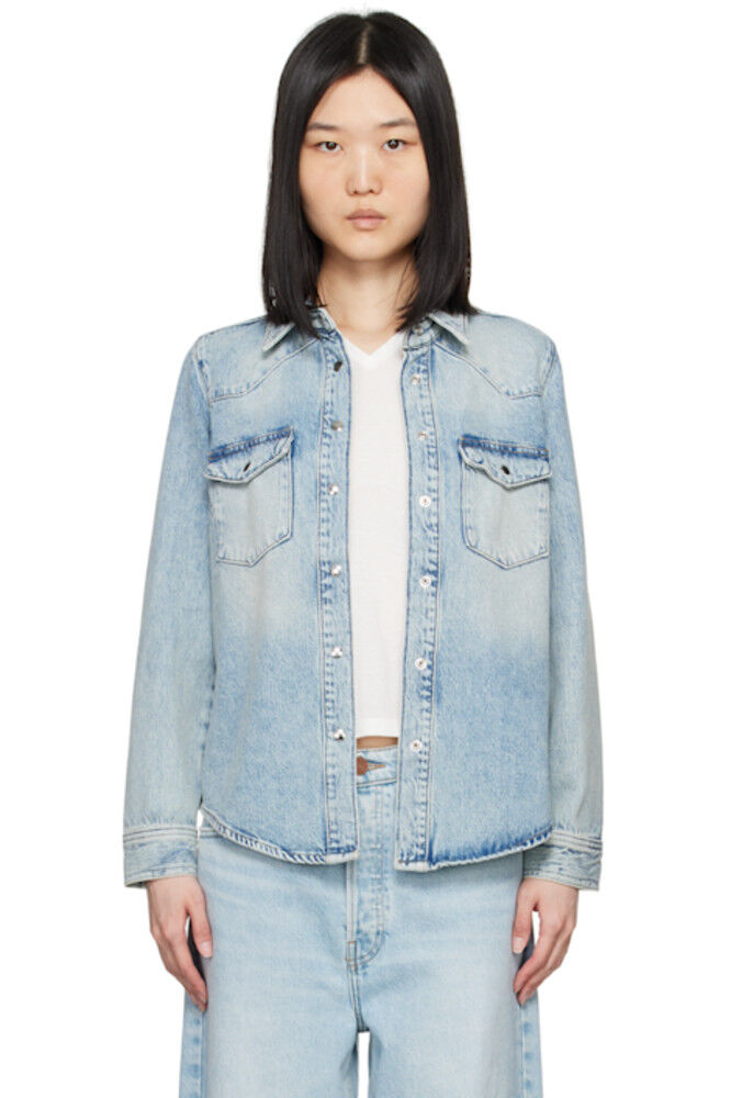 

Синяя приталенная рубашка Heritage Denim FRAME
