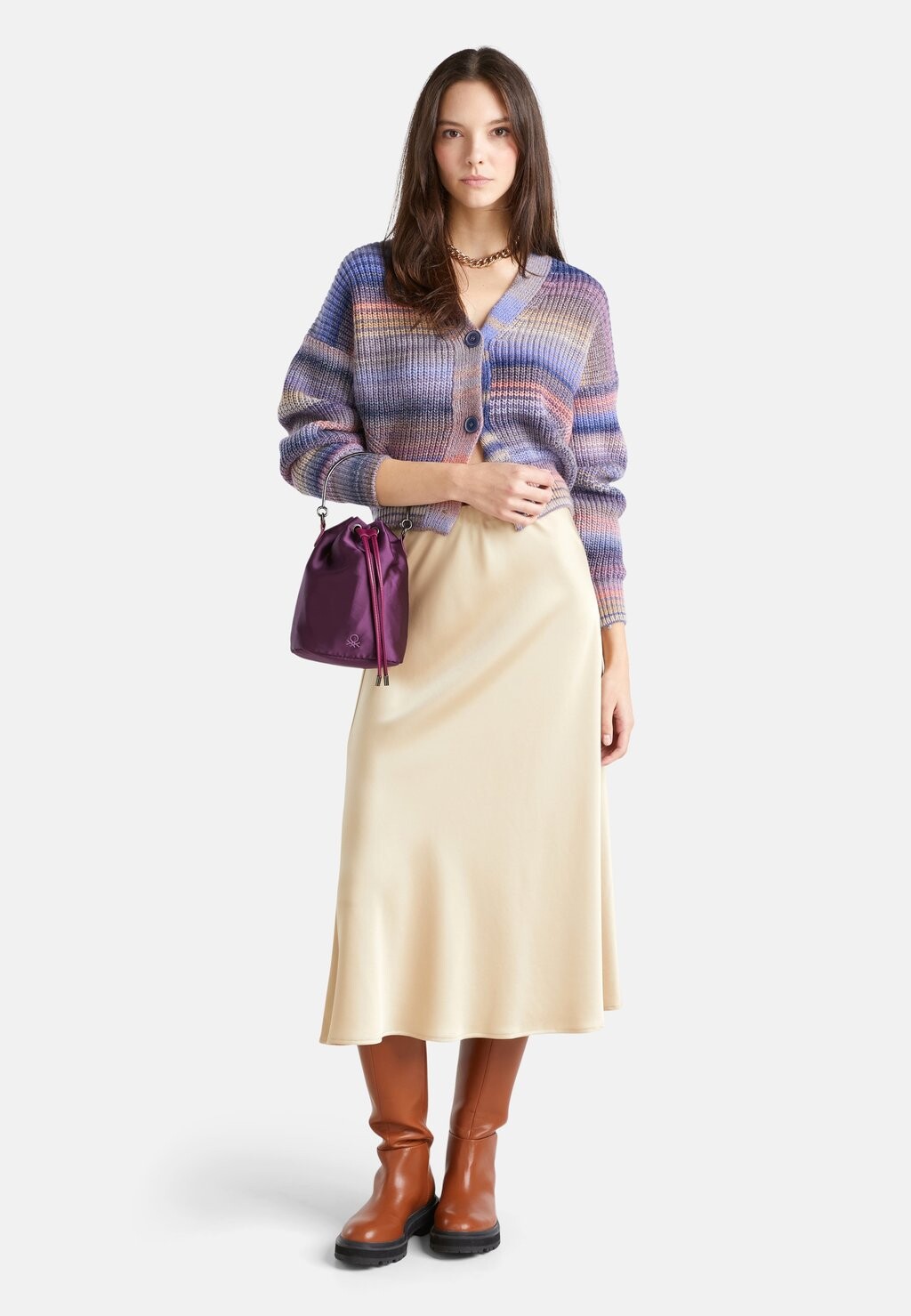 

Кардиган STRIPED United Colors of Benetton, сиреневый