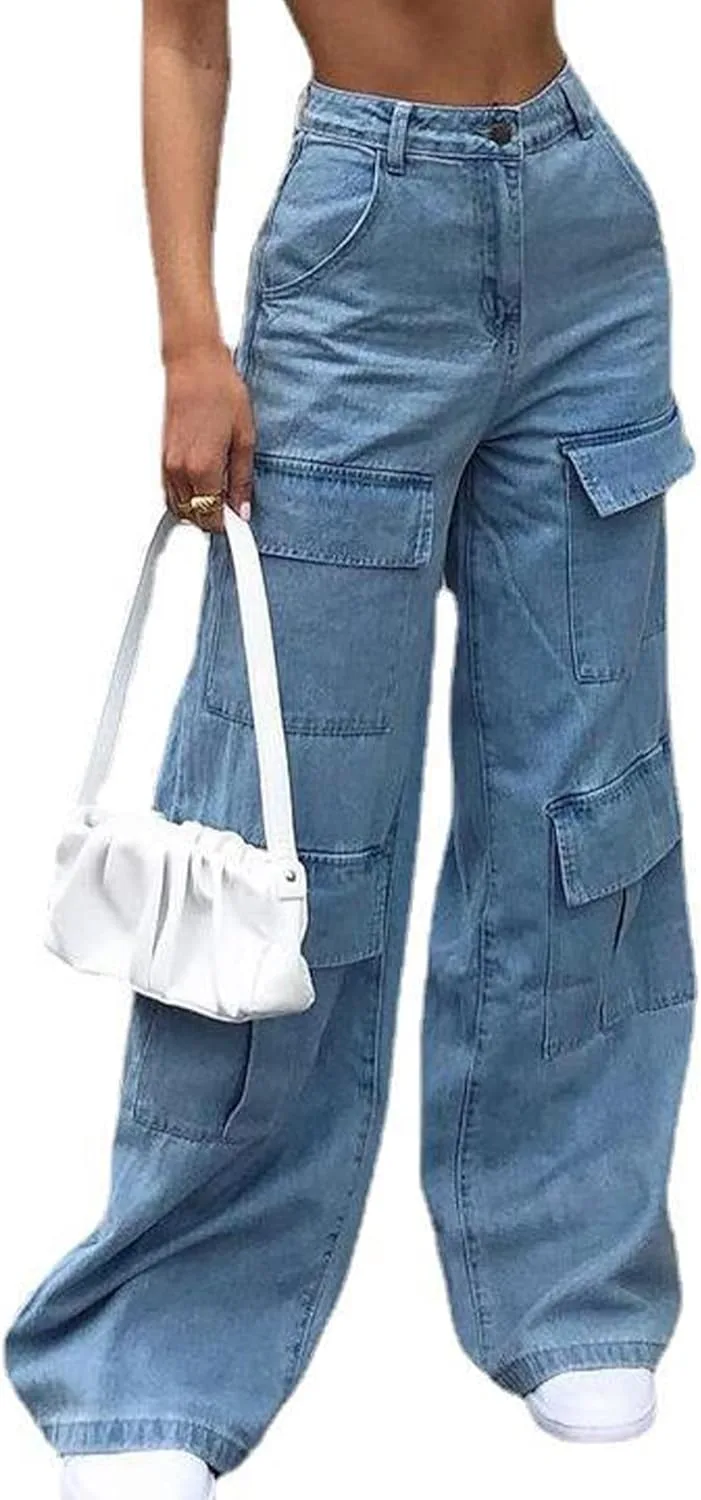 

Женские джинсы Mom Jeans Relaxed Fit с карманами-карго XIWUKOD