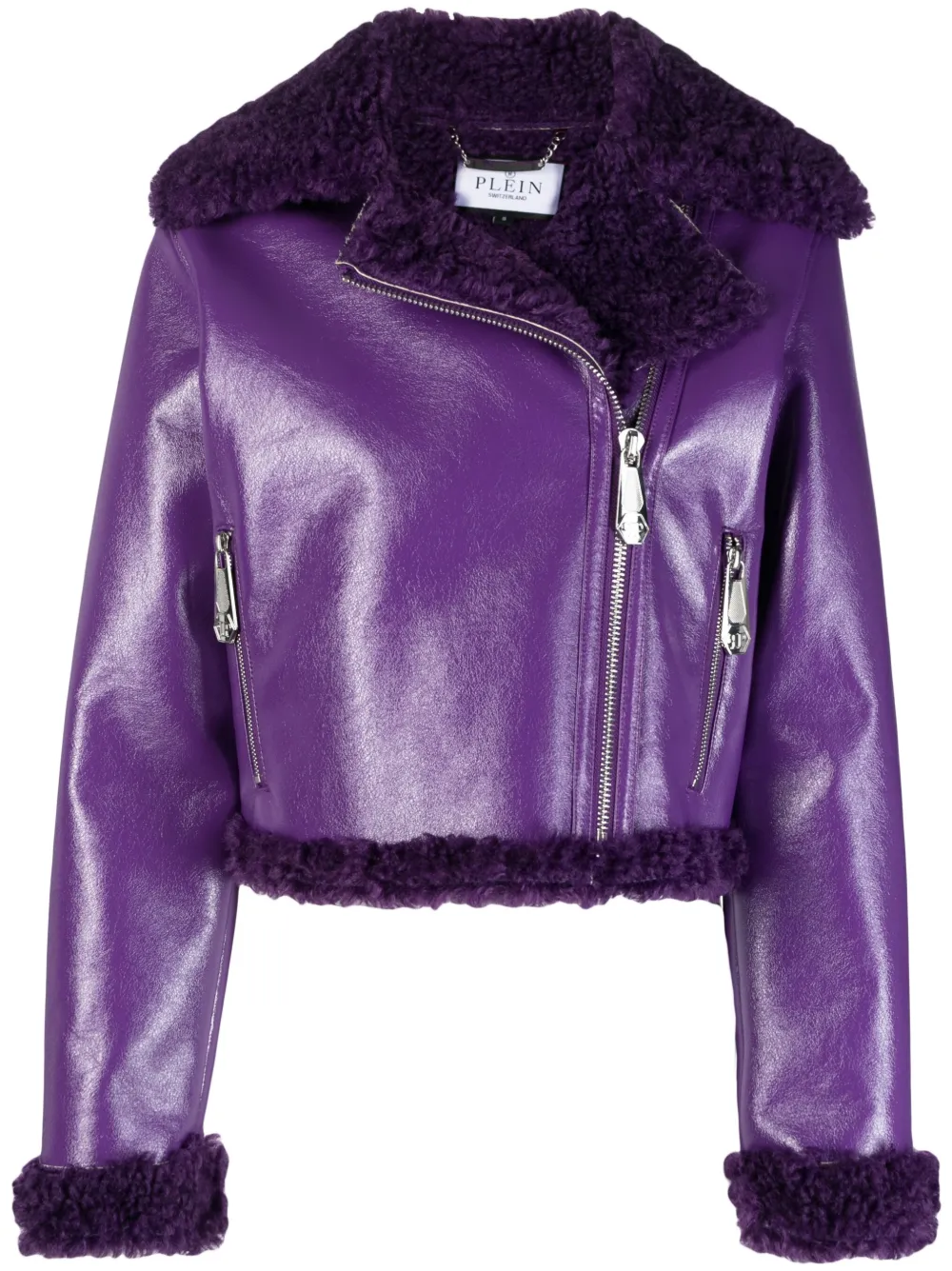 

Байкерская куртка с меховой отделкой Philipp Plein, фиолетовый