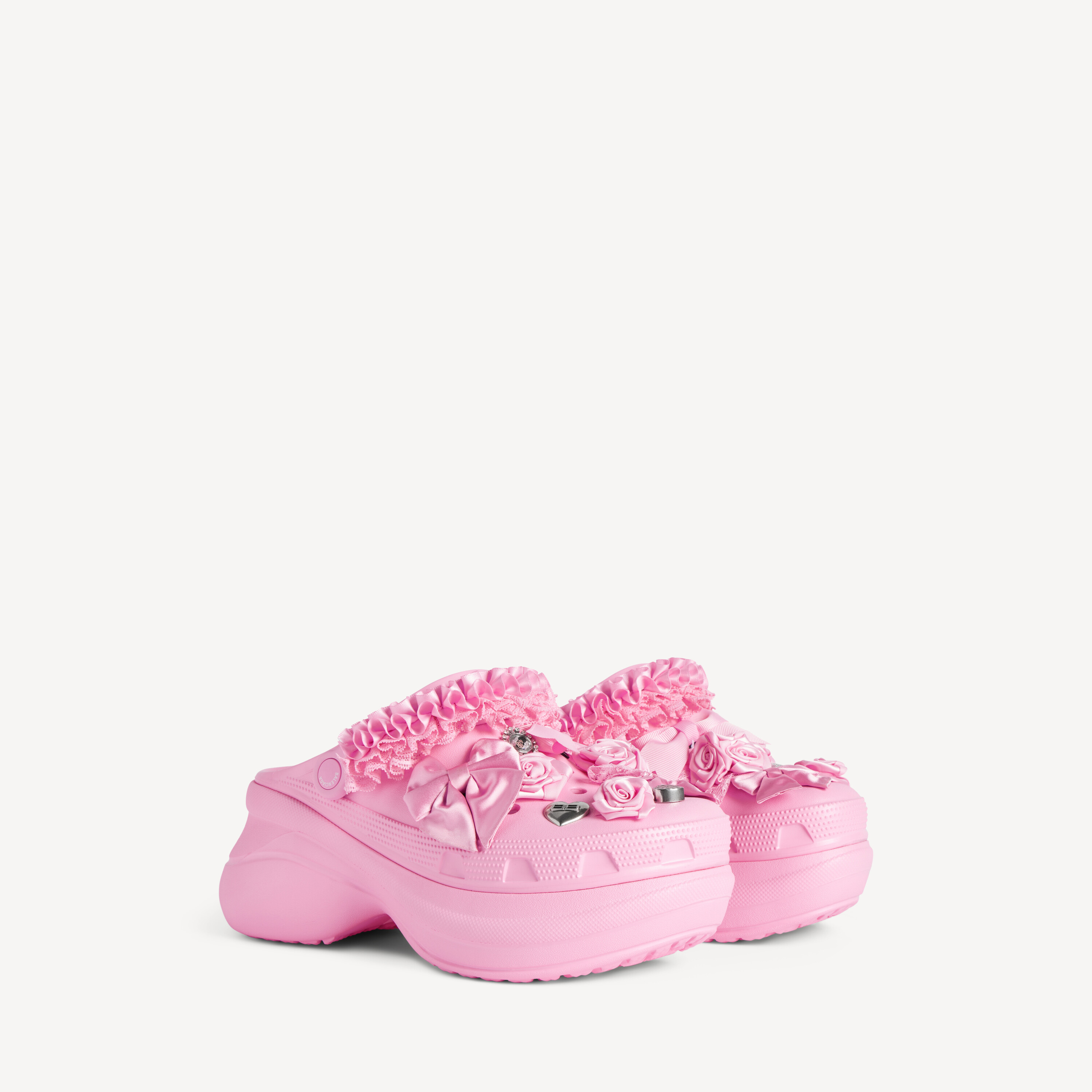 Женские сабо crocs mule jibbitz светло-розовые BALENCIAGA, светло-розовый — фото 2